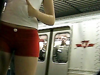 Girl has a hot fit body, you can see that perfectly cause she's wearing skin-tight clothes, like these sporty hot shorts